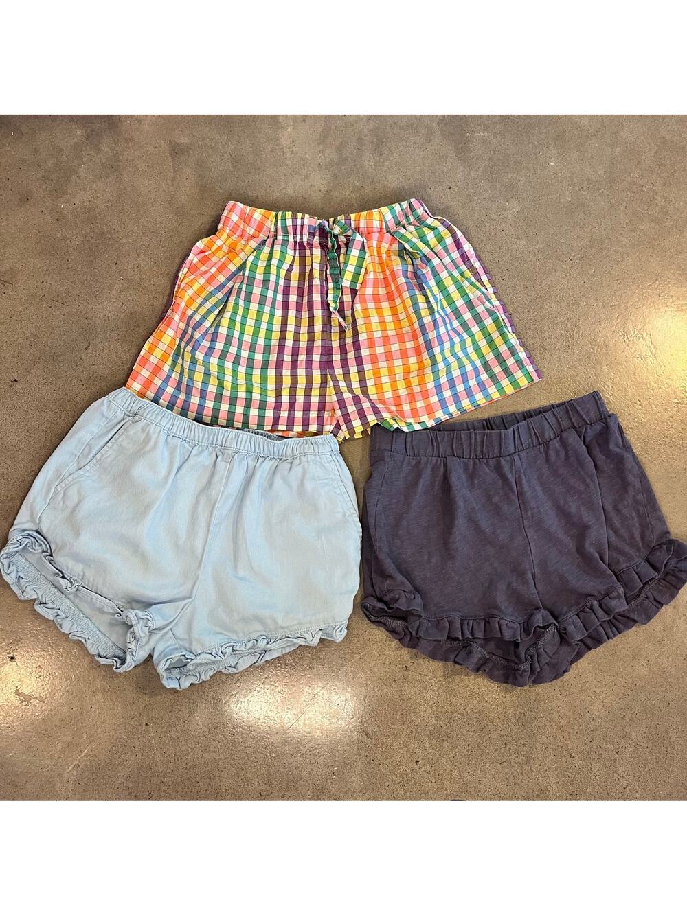 Crewcuts rainbow plaid checkered blue cotton casual shorts girls size 8 bundle